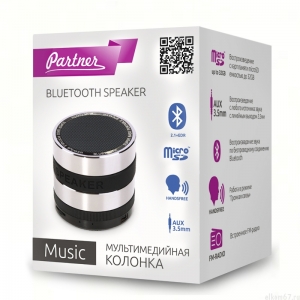 Портативная акустика PARTNER &quotMusic" Bluetooth, AUX 3.5mm.